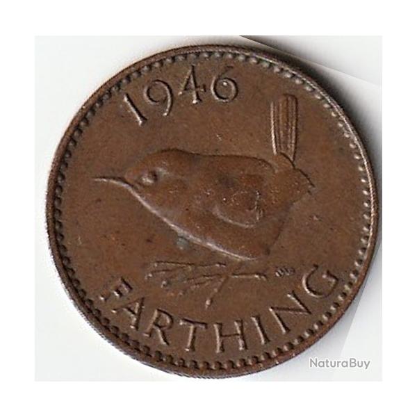 Pi�ce de Monnaie Angleterre 1 farthing George VI avec "IND:IMP." 1946