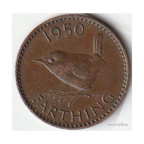 Pi�ce de Monnaie Angleterre 1 farthing George VI sans "IND:IMP." 1950