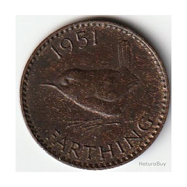 Pi�ce de Monnaie Angleterre 1 farthing George VI sans "IND:IMP." 1951