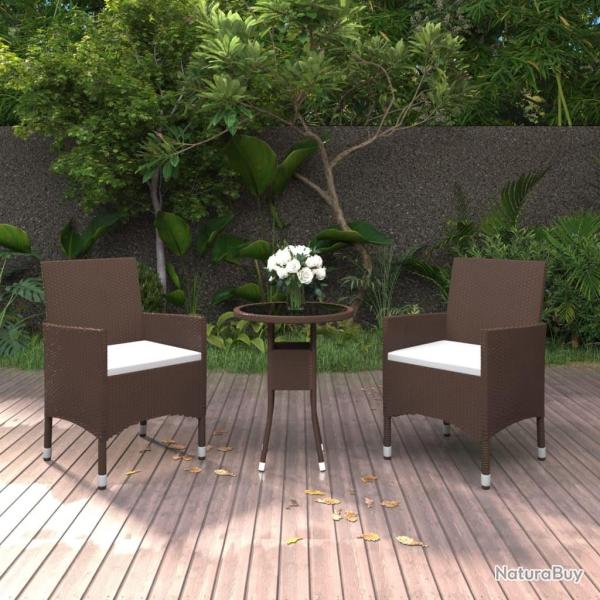 Ensemble � manger de jardin 3pcs R�sine tress�e Marron