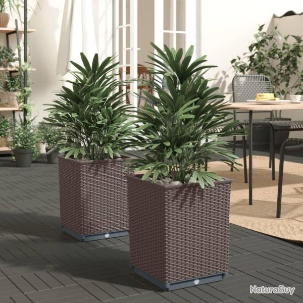 Jardinires 2 pcs marron 30x30x37 cm polypropylne