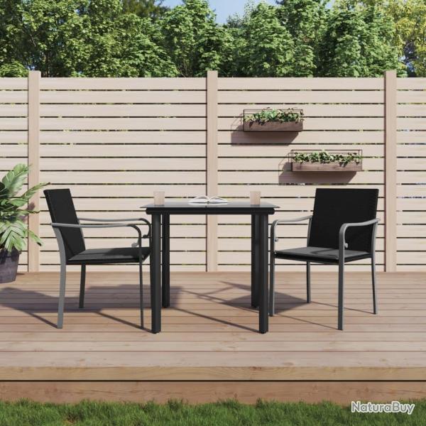 Ensemble � manger de jardin 3 pcs coussins r�sine tress�e acier