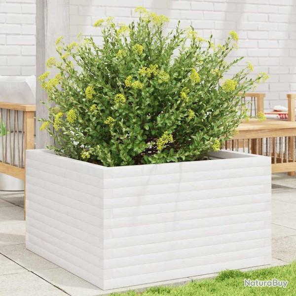 Jardinire blanc 80x80x46 cm bois de pin massif