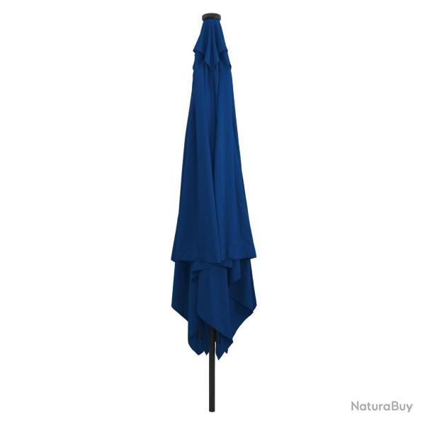 Parasol carr� pour le jardinavec lumi�res LED 295x245 cm Bleu azur