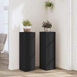 Supports pour plantes 2 pcs noir 25x25x80 cm bois d'ing&eacute;nierie