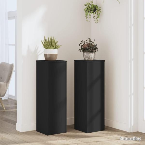 Supports pour plantes 2 pcs noir 25x25x80 cm bois d'ing�nierie