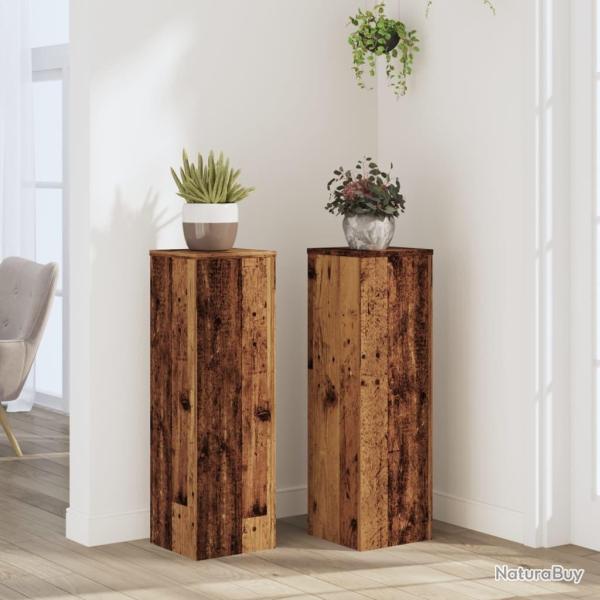 Supports pour plantes 2 pcs vieux bois bois d'ing�nierie