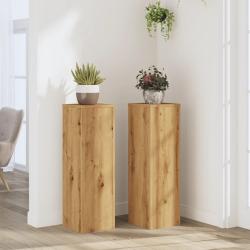 Supports pour plantes 2 pcs ch&ecirc;ne artisanal bois d'ing&eacute;nierie
