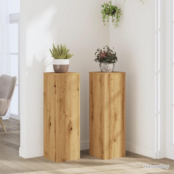 Supports pour plantes 2 pcs ch�ne artisanal bois d'ing�nierie