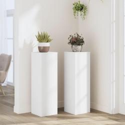 Supports pour plantes 2 pcs blanc 25x25x80 cm bois d'ing&eacute;nierie