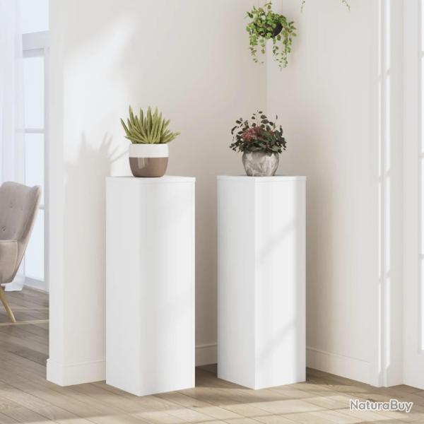Supports pour plantes 2 pcs blanc 25x25x80 cm bois d'ingnierie