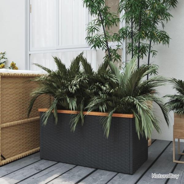 Jardini�re noir 80x40x40 cm r�sine tress�e