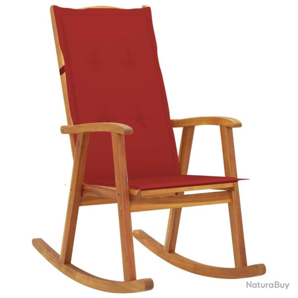 Chaise � bascule avec coussins Bois d'acacia massif