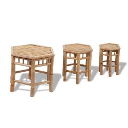 Tabourets de jardin lot de 3 bambou