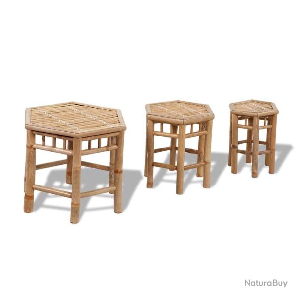 Tabourets de jardin lot de 3 bambou
