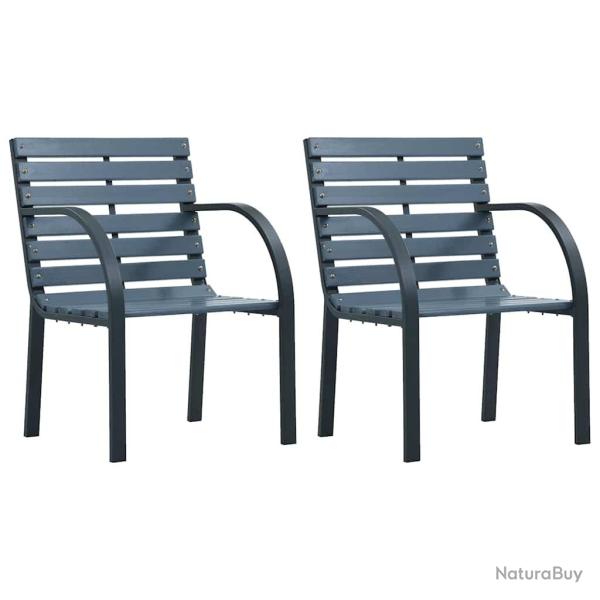 Chaises de jardin lot de 2 sapin massif acier enduit de poudre