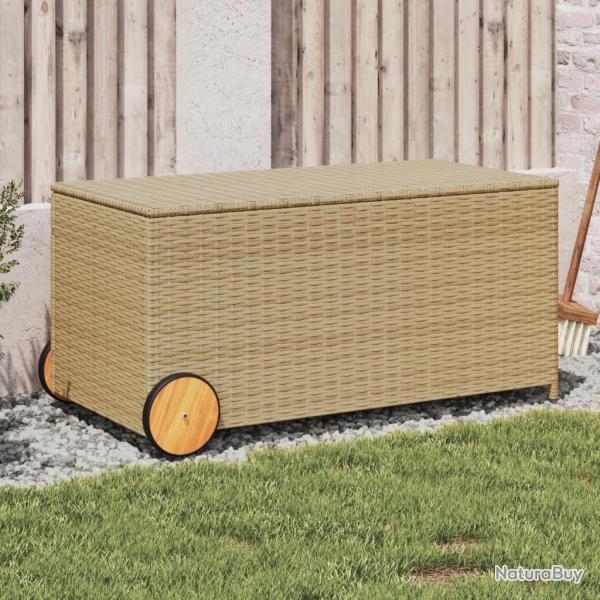 Bo�te de rangement de jardin et roues m�lange beige 190L rotin
