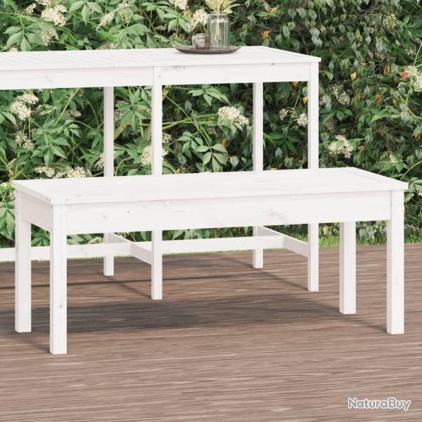 Banc de jardin blanc 109x44x45 cm bois massif de pin