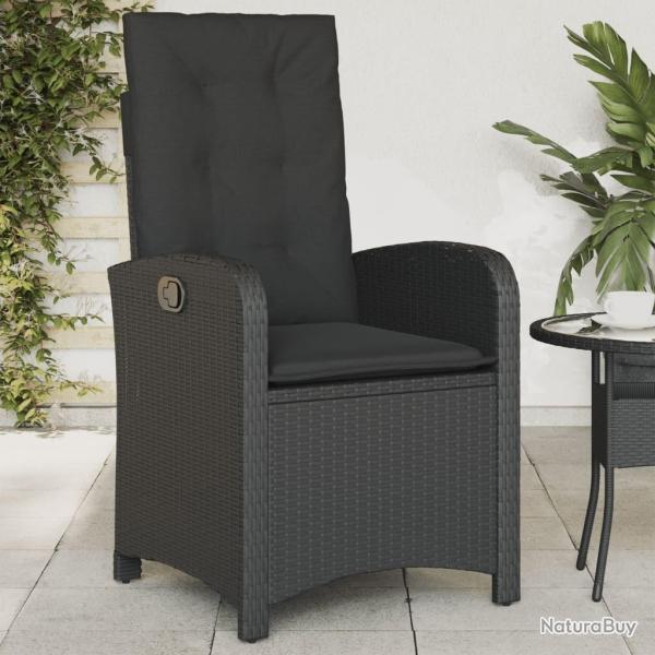 Chaise inclinable de jardin avec coussins noir r�sine tress�e