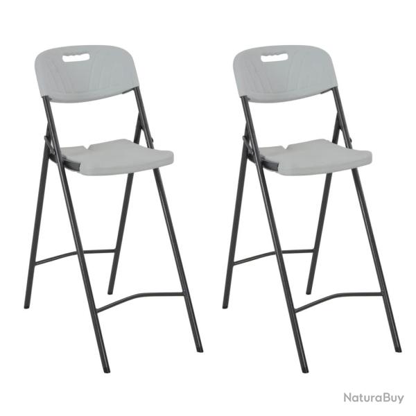 Chaises de bar pliables lot de 2 PEHD et acier Blanc