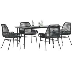 Ensemble &agrave; manger de jardin et coussins 5 pcs noir rotin verre
