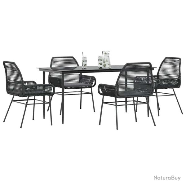 Ensemble � manger de jardin et coussins 5 pcs noir rotin verre