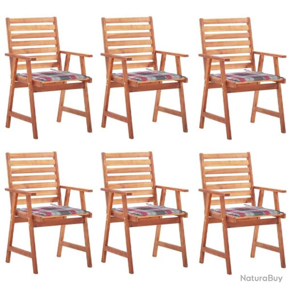 Chaises  manger d'extrieur lot de 6 et coussins Acacia massif
