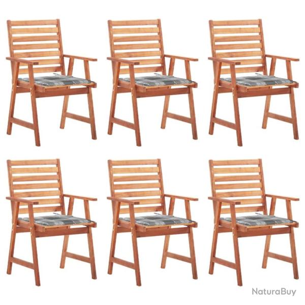 Chaises  manger d'extrieur lot de 6 et coussins Acacia massif
