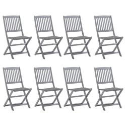 Chaises pliables d'ext&eacute;rieur lot de 8 et coussins Bois d'acacia