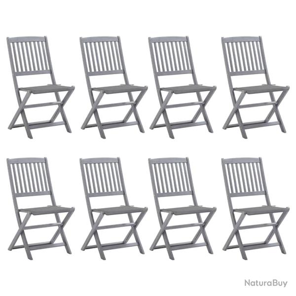 Chaises pliables d'extrieur lot de 8 et coussins Bois d'acacia