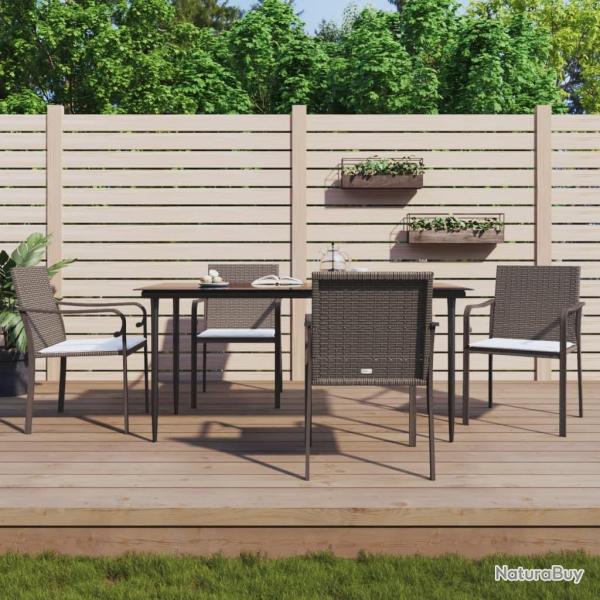 Ensemble � manger de jardin 5 pcs coussins r�sine tress�e acier