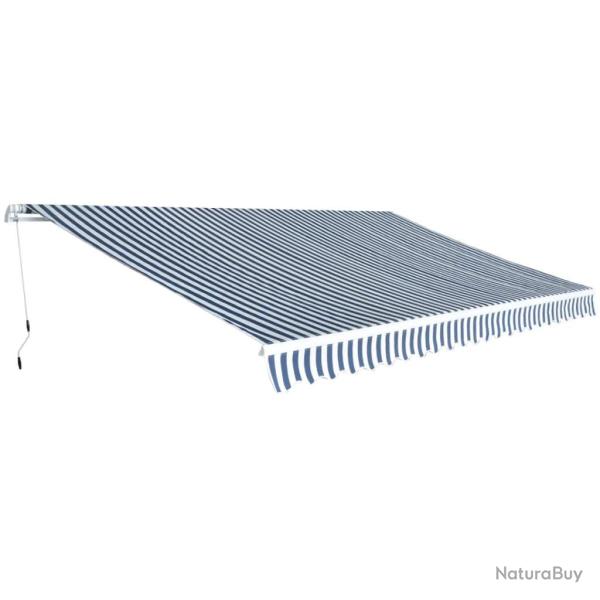 Auvent pliant � manipulation manuelle 500 cm Bleu et blanc