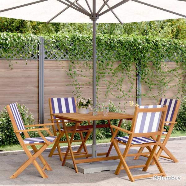 Ensemble � manger de jardin 5 pcs bleu blanc tissu bois massif