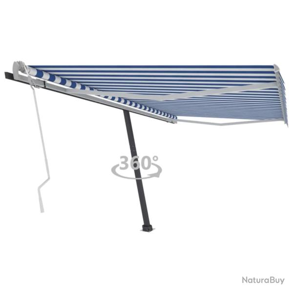 Auvent manuel rtractable sur pied 400x300 cm Bleu et blanc