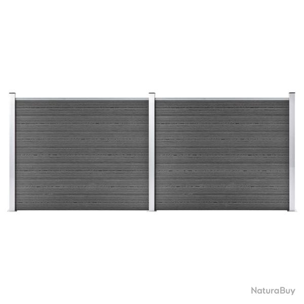 Ensemble de panneau de clture WPC 353x146 cm Noir