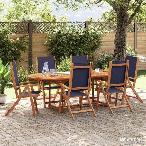 Chaises pliables de jardin lot de 6 bois d'acacia et textilne