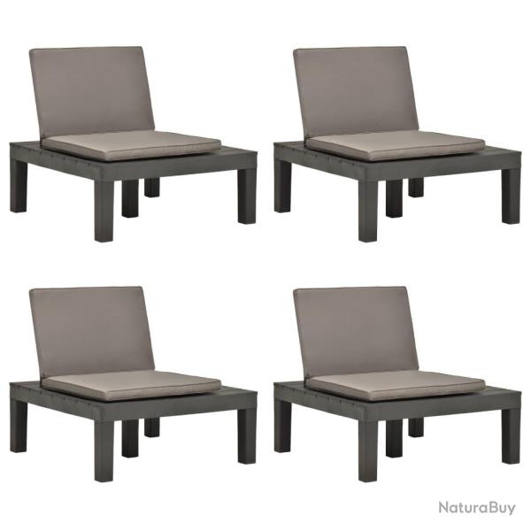 Chaises de salon de jardin et coussins 4pc Plastique Anthracite
