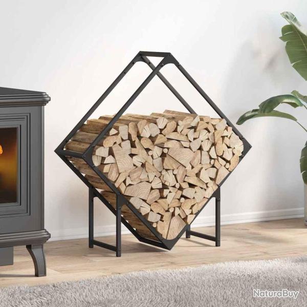 Portant de bois chauffage noir 80x25x80 cm