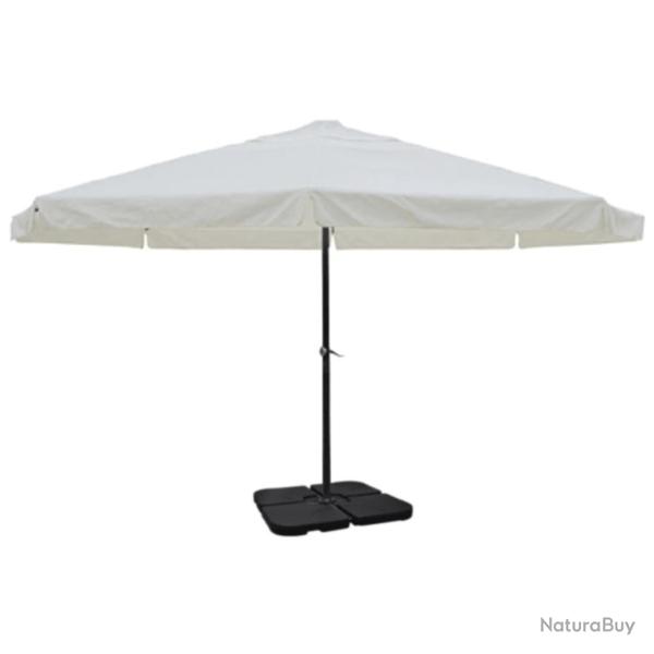 Parasol de jardin avec base portable aluminium blanc