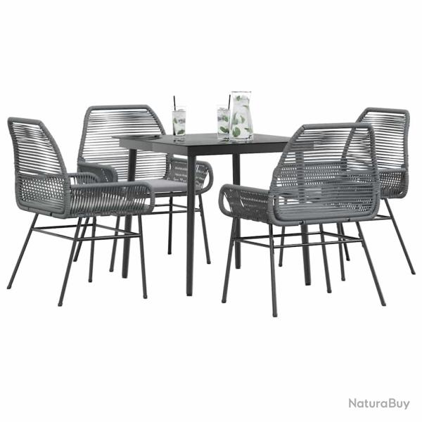 Ensemble � manger jardin coussins 5 pcs gris poly rotin verre