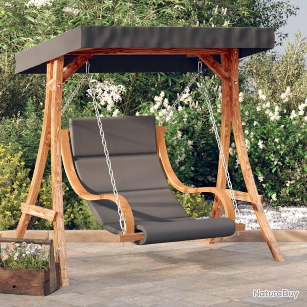 Chaise balan�oire avec coussin et auvent bois massif d'�pic�a