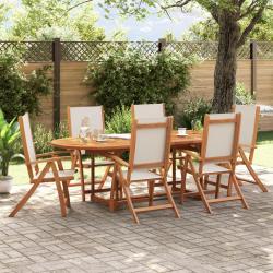 Chaises pliables de jardin lot de 6 bois d'acacia et textil&egrave;ne