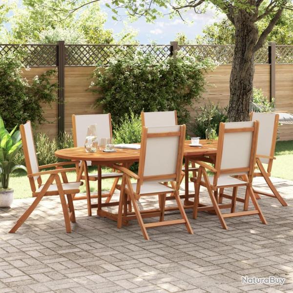 Chaises pliables de jardin lot de 6 bois d'acacia et textil�ne