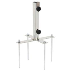 Base de parasol avec piquets de sol &Oslash;32-38 mm argent&eacute; acier