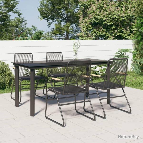Ensemble � manger de jardin 5 pcs Noir Rotin PVC