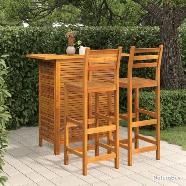 Ensemble de bar de jardin 3 pcs Bois d'acacia solide