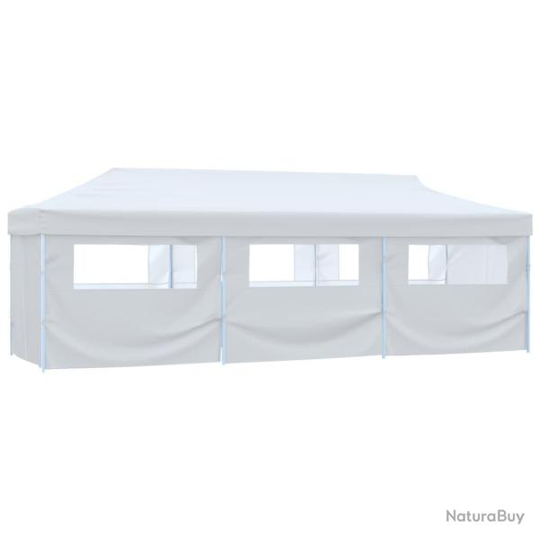 Tente de r�ception escamotable avec 8 parois 3 x 9 m Blanc