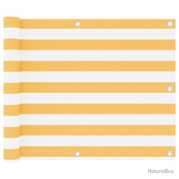 �cran de balcon Blanc et jaune 75x500 cm Tissu Oxford