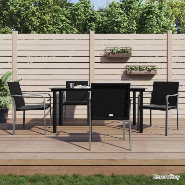 Ensemble � manger de jardin 5 pcs coussins r�sine tress�e acier