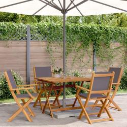 Ensemble &agrave; manger de jardin 5 pcs anthracite tissu bois massif